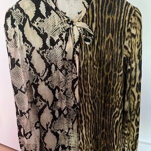 Roberto Cavalli Black and White Snake Print Blouse